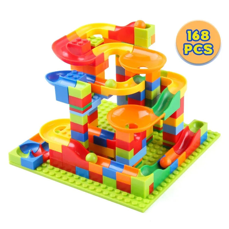 84-504PCS Marble Race Run Blocks Maze Ball Track Toy Compatible City Building Blocks Funnel Slide Blocks Toys DIY Bricks Toys