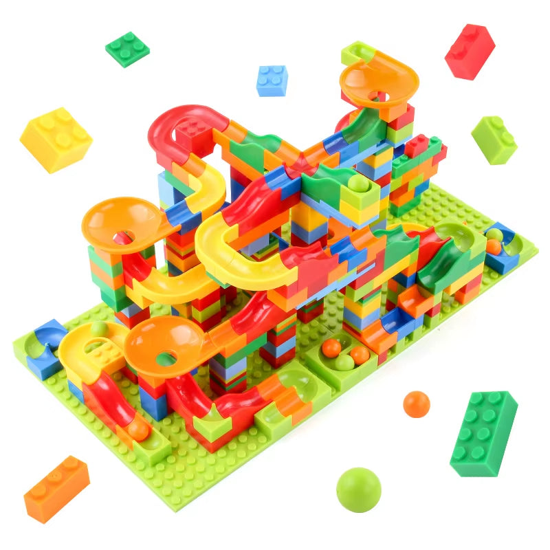 84-504PCS Marble Race Run Blocks Maze Ball Track Toy Compatible City Building Blocks Funnel Slide Blocks Toys DIY Bricks Toys