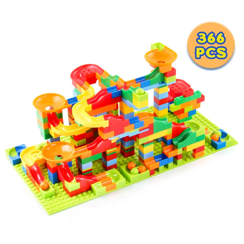84-504PCS Marble Race Run Blocks Maze Ball Track Toy Compatible City Building Blocks Funnel Slide Blocks Toys DIY Bricks Toys