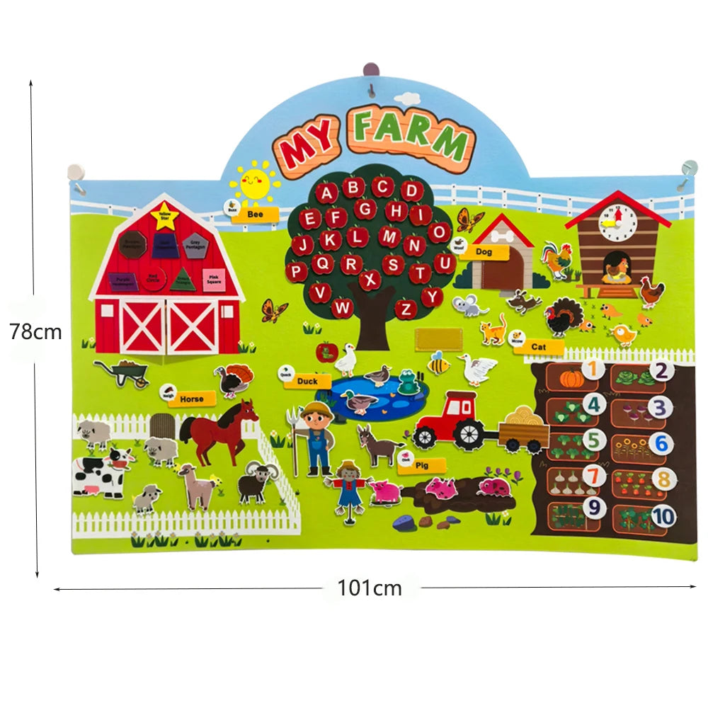 Montessori Toy Solar System Felt Story Busy Board Set for Toddlers Farm Early Learning Storytelling Interactive Play Travel Gift