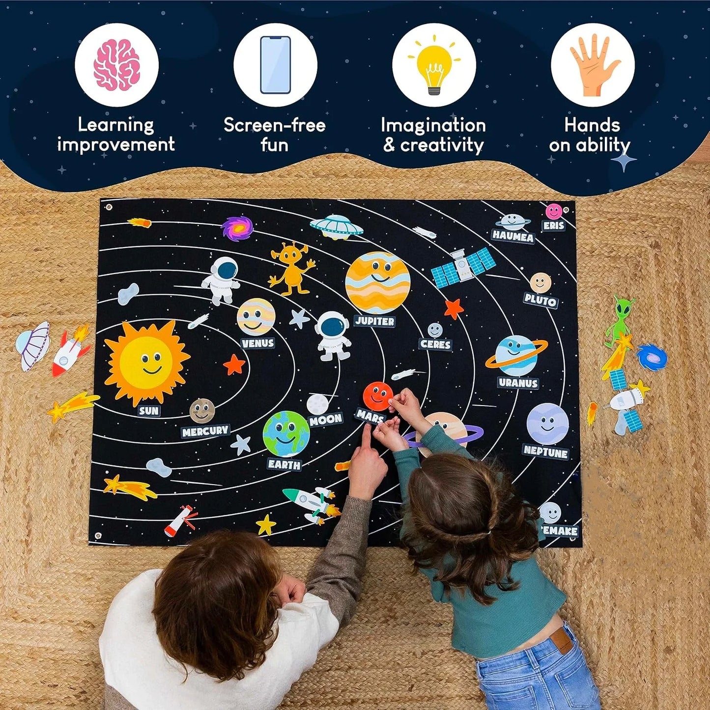 Montessori Toy Solar System Felt Story Busy Board Set for Toddlers Farm Early Learning Storytelling Interactive Play Travel Gift
