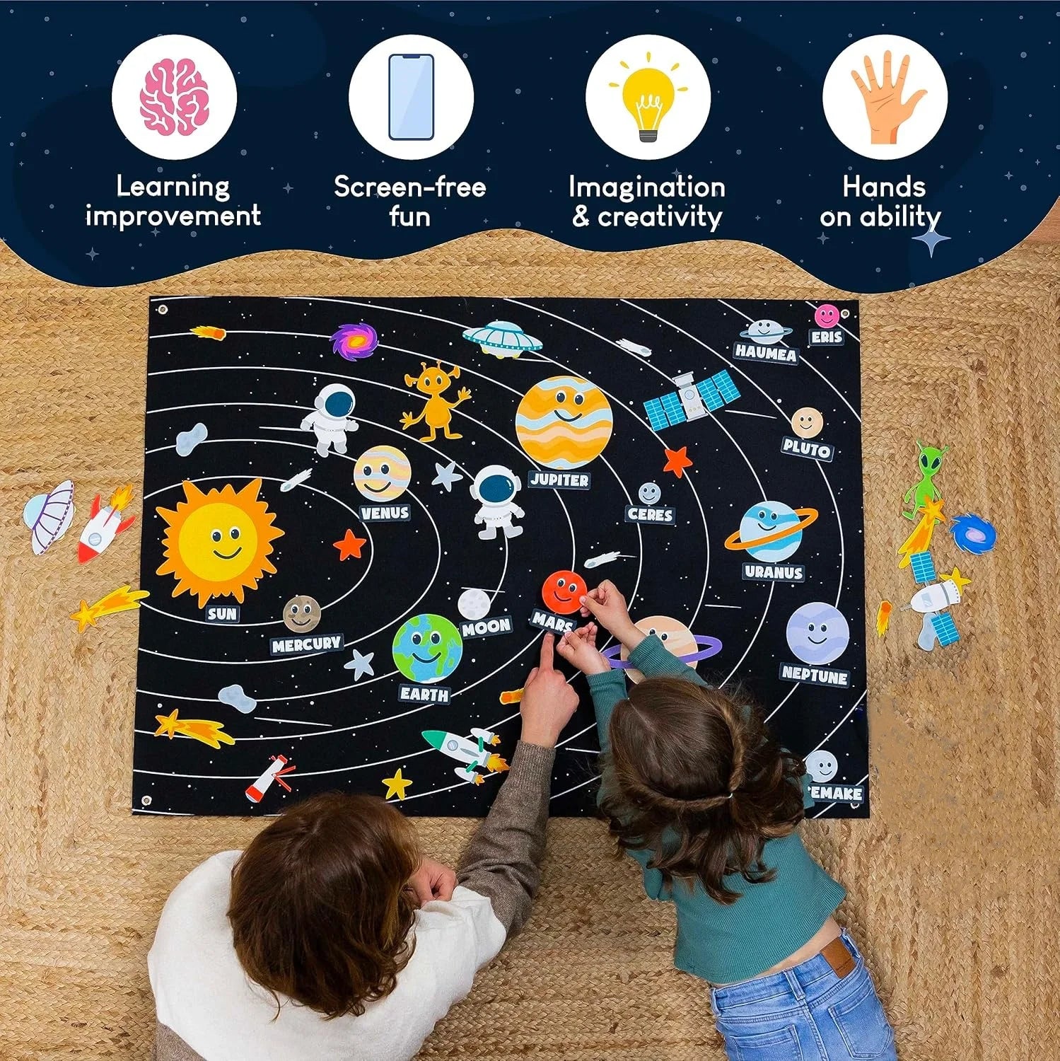 Montessori Toy Solar System Felt Story Busy Board Set for Toddlers Farm Early Learning Storytelling Interactive Play Travel Gift