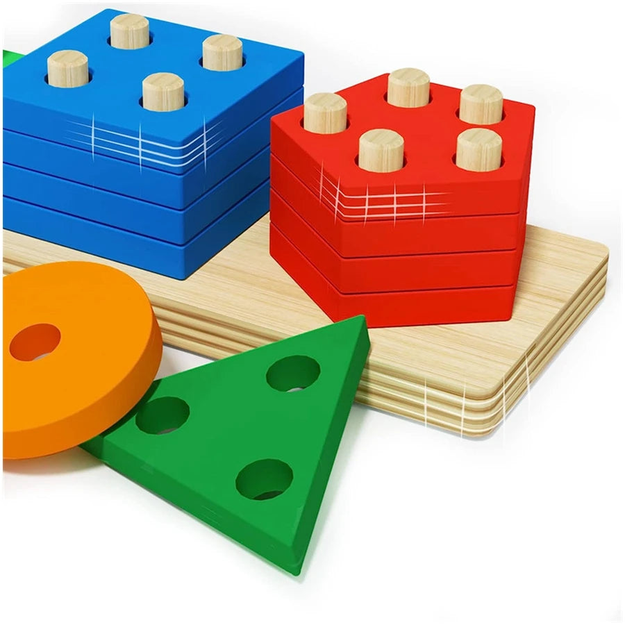 Montessori Wooden Sorting Stacking Toys Puzzle for Toddlers and Kids Preschool Fine Motor Skill Toy for 1 Years