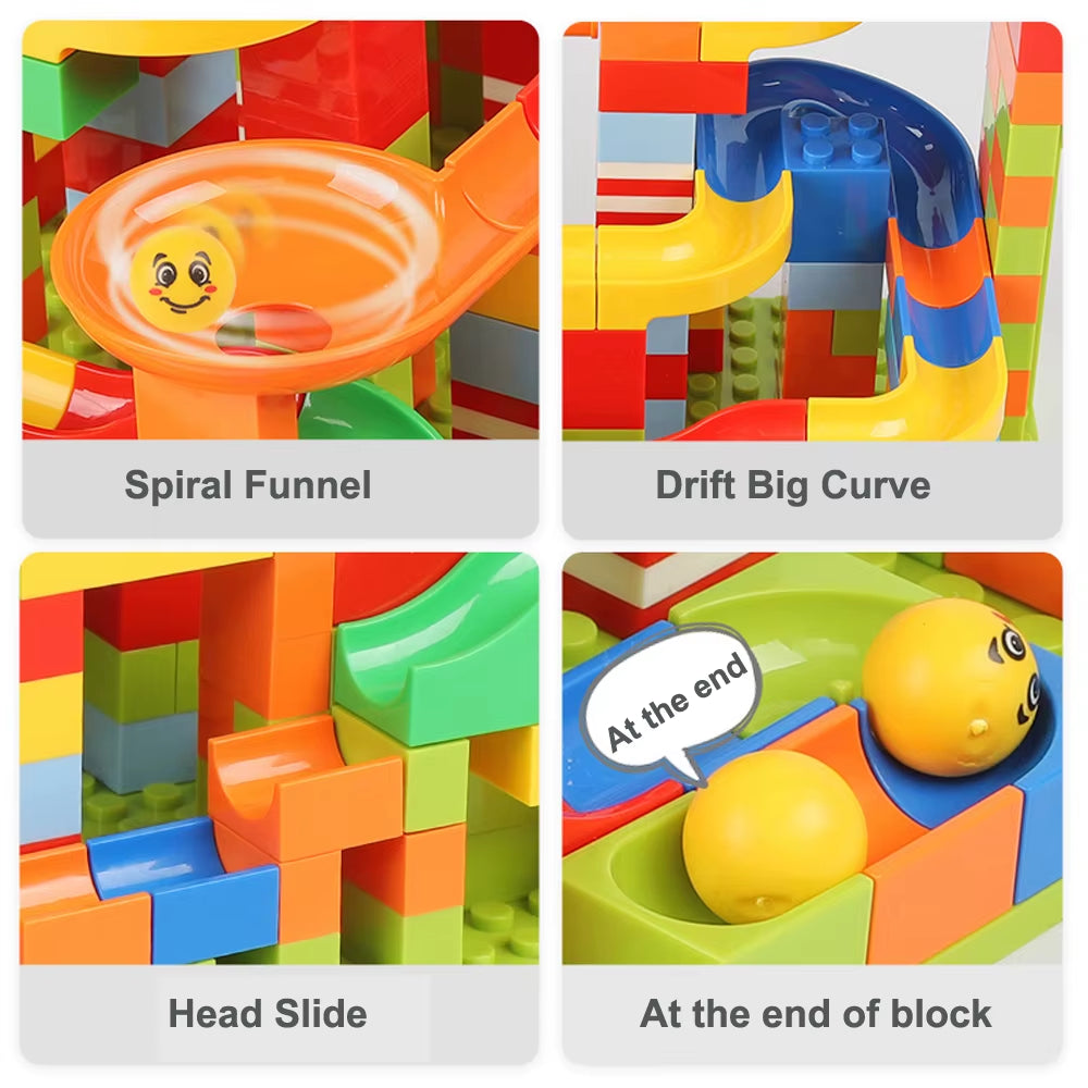 84-504PCS Marble Race Run Blocks Maze Ball Track Toy Compatible City Building Blocks Funnel Slide Blocks Toys DIY Bricks Toys
