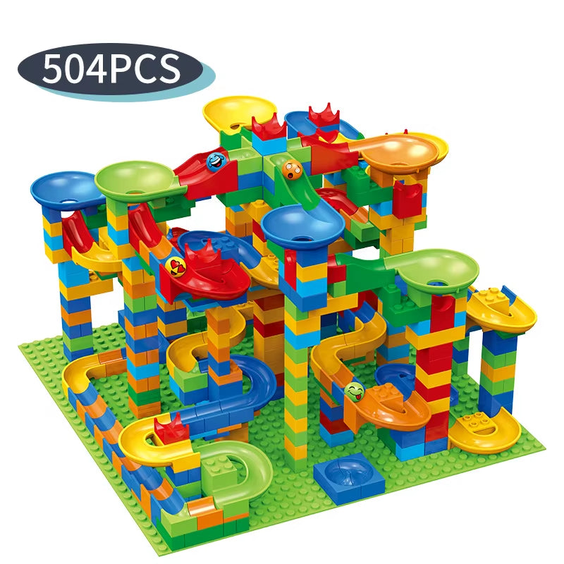 84-504PCS Marble Race Run Blocks Maze Ball Track Toy Compatible City Building Blocks Funnel Slide Blocks Toys DIY Bricks Toys